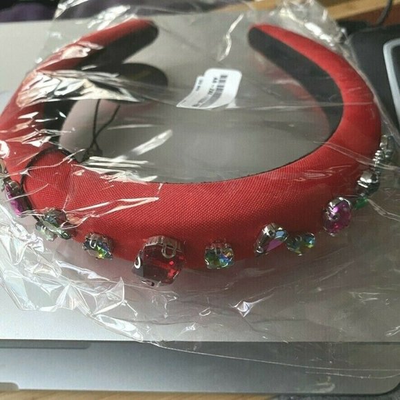 ZAXIE BY STEFANIE TAYLOR  Padded Jewel Headband in RED | MSRP $48 | NEW